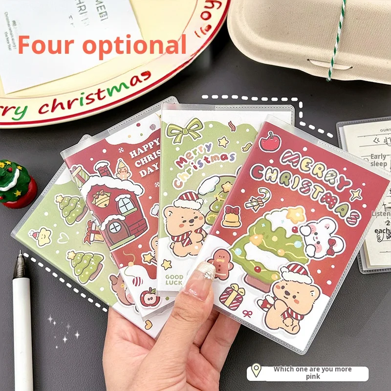 Christmas A7 Notebook Cartoon Christmas PVC Rubber Cover Mini Notebook Portable Pocket Notebook Portable Stationery Student