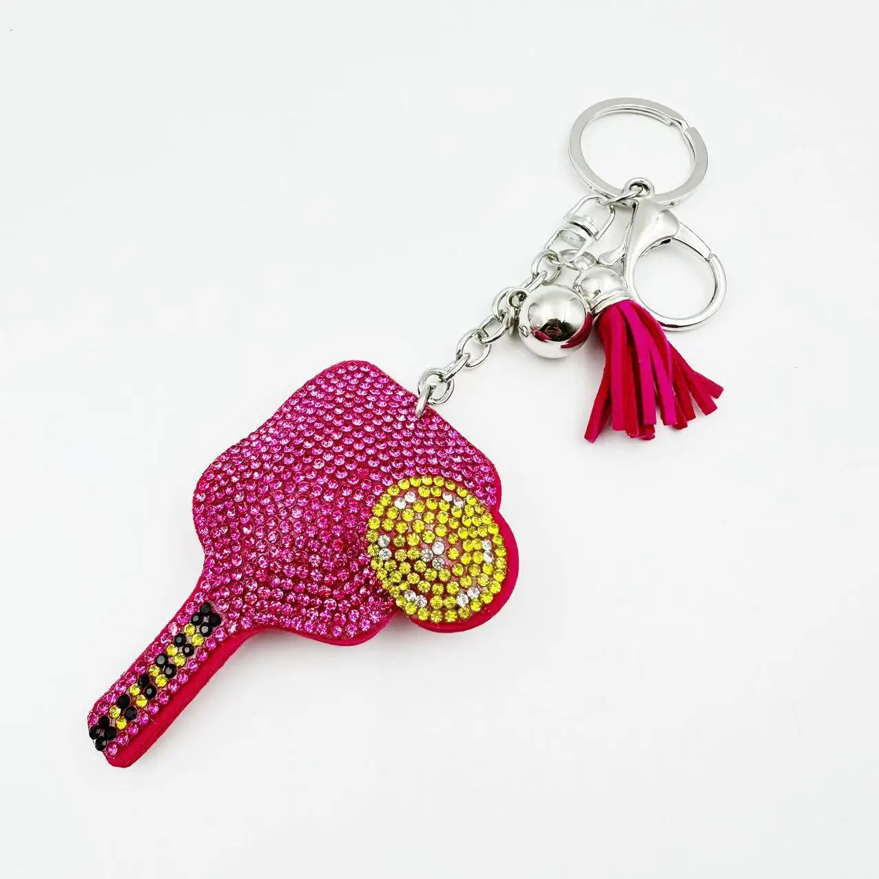 12pcs Keychain Stained diamond inlaid diamond plate tennis racket For Bag Part