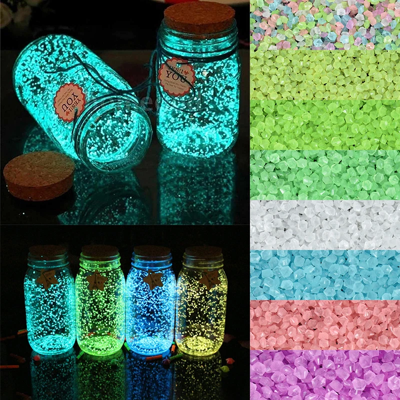 1000pc 3-5mm Luminous Sand Glow In The Dark Pebbles Stone Home Garden Yard Outdoor Path Lawn Decoration Fish Tank Aquarium Decor