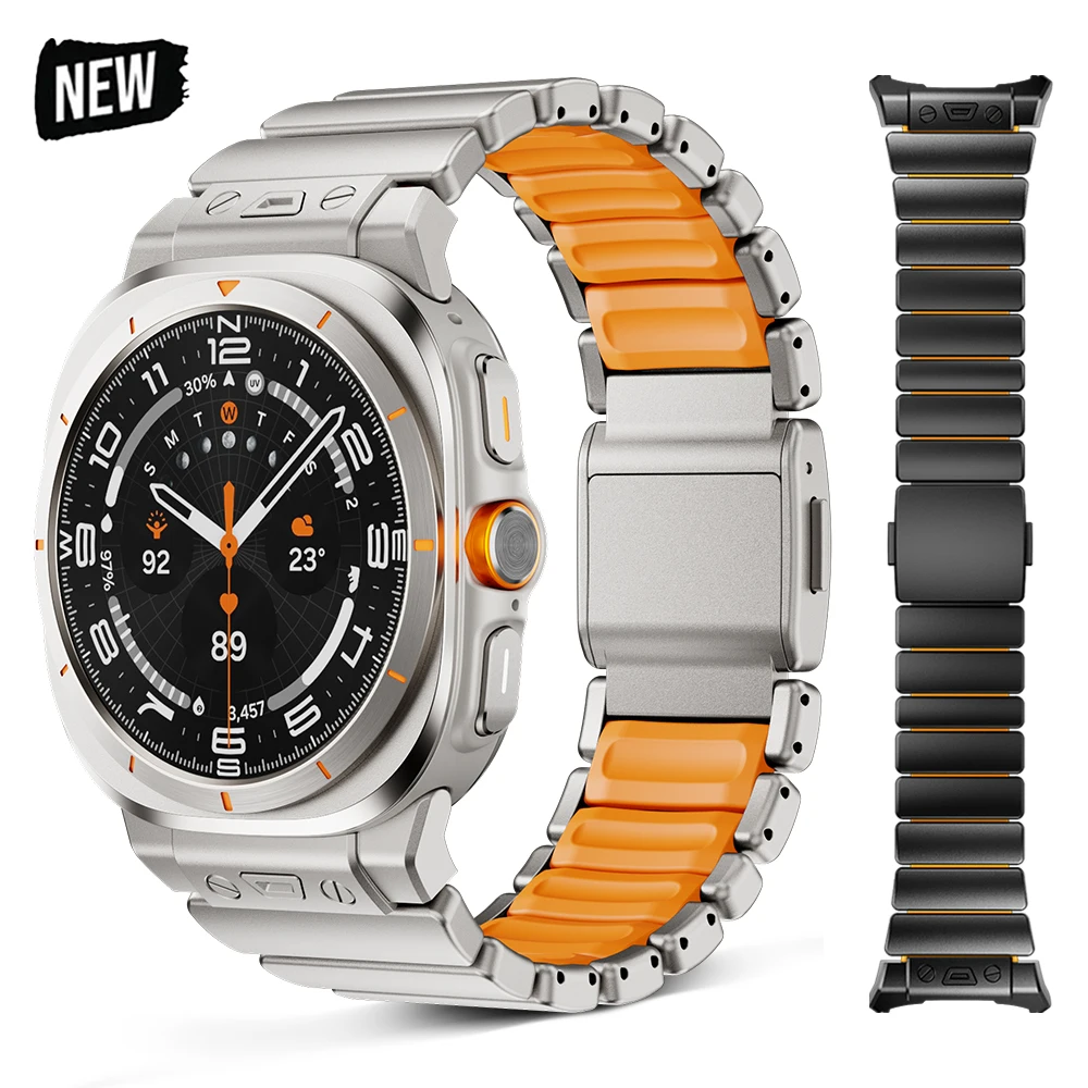 

Титановый ремешок без зазоров для Samsung Galaxy Watch Ultra 2025 2024, резиновый ремешок для GALAXY WATCH ULTRA 47 мм, металлический браслет, ремешок для часов