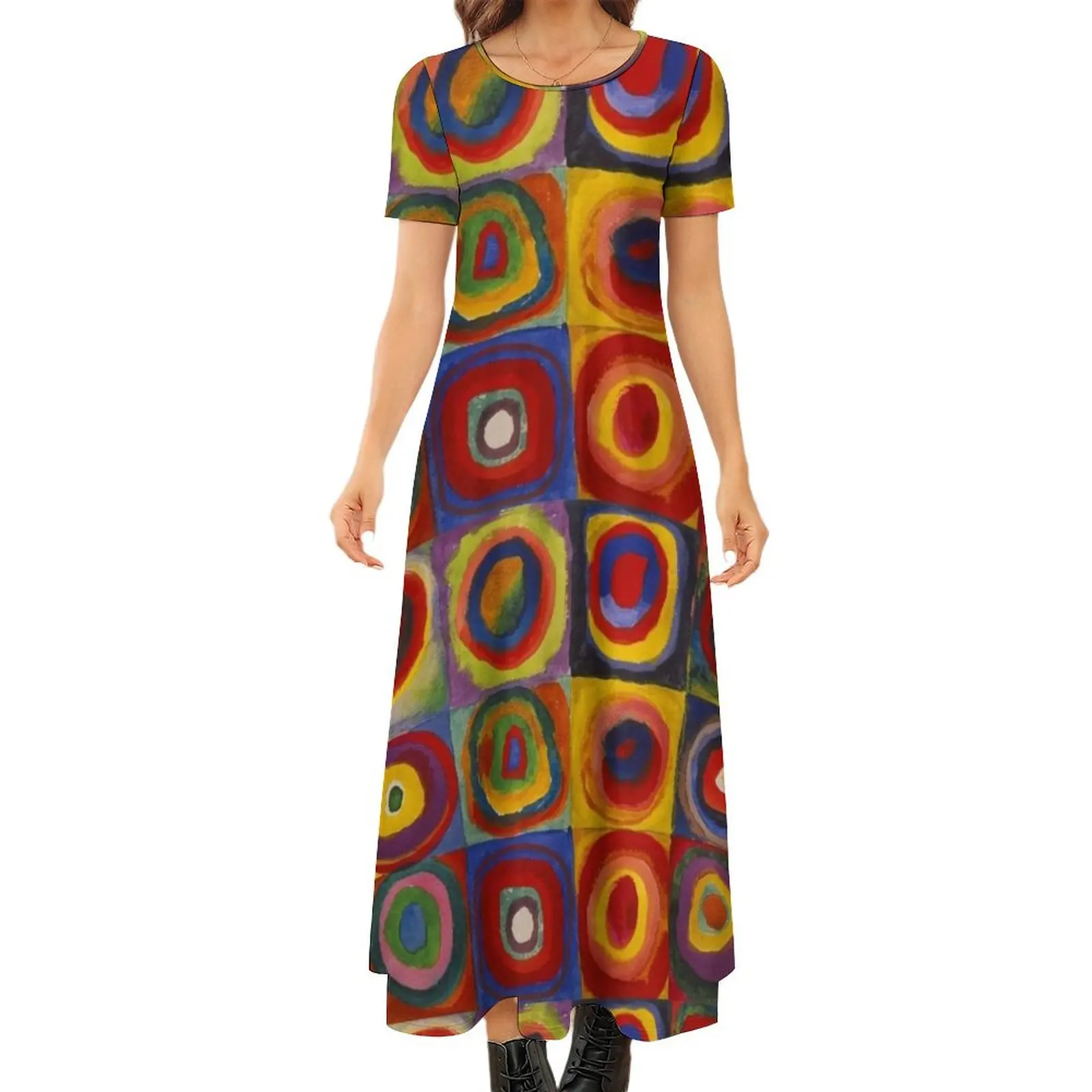 

Kandinsky pattern Round Neck Short Sleeve Dress Dress for girls loose summer dress