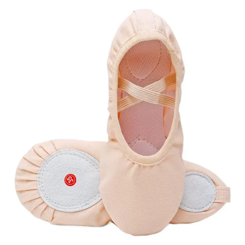 Nuovi appartamenti per bambini rosa Scarpe da ballo Scarpe da ballo piatte in tela per bambini Scarpe da punta per balletto in raso con puntelli rosa neri taglia 25-39