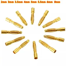 1-10Pair 2mm 3mm - 8mm Bullet Banana Plug Gold-Plated Banana Male Female Connector Battery Plugs Kits for RC Battery Parts DIY