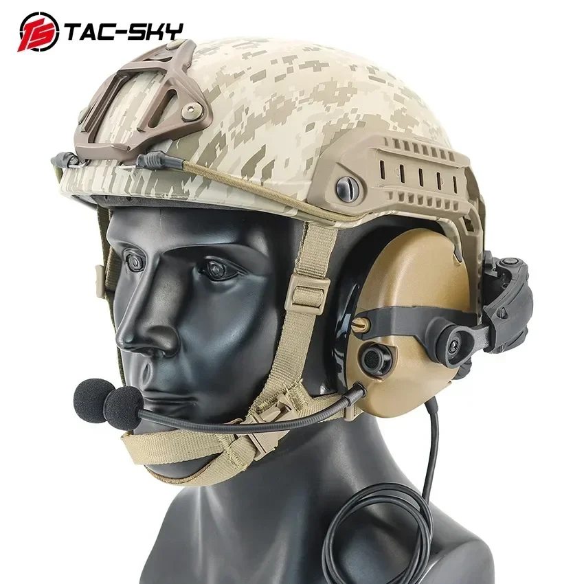 TAC-SKY Taktyczny zestaw słuchawkowy ARC Rail Mount Silikonowe nauszniki Jednostronny zestaw słuchawkowy z U94 PTT do radiotelefonów Baofeng UV5R UV82
