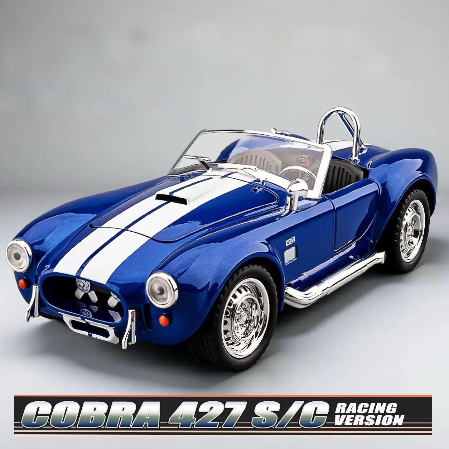 

1:22 1965 Shelby Cobra 427 S/C Alloy Roadster Sports Car Model Diecast Metal Classic Car Vehicle Model Sound Light Kids Toy Gift