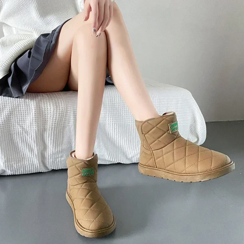 New In Elegant With Medium Heels Ladies Ankle Snow Boots Fashion on Slip Hot Gyaru Promotion Pu Chic Furry Female Booties Shoes