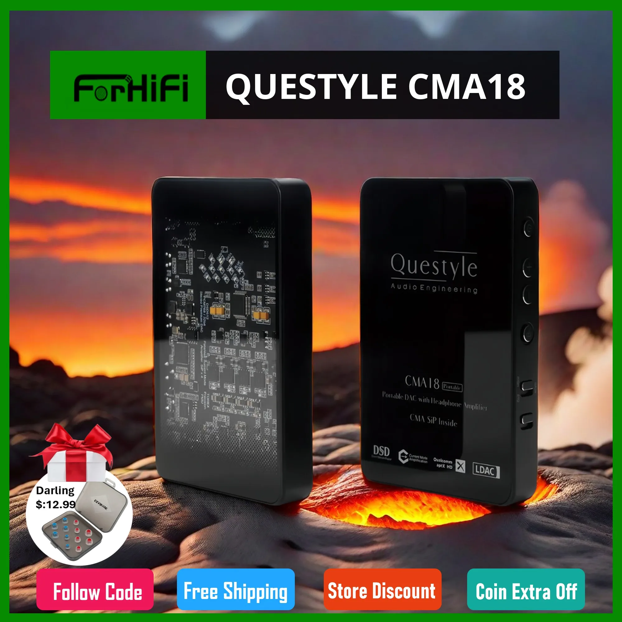 سماعات أذن Questyle-ifi بذيل صغير ، cma18 ، فك تشفير محمول ، التوازن ، h42