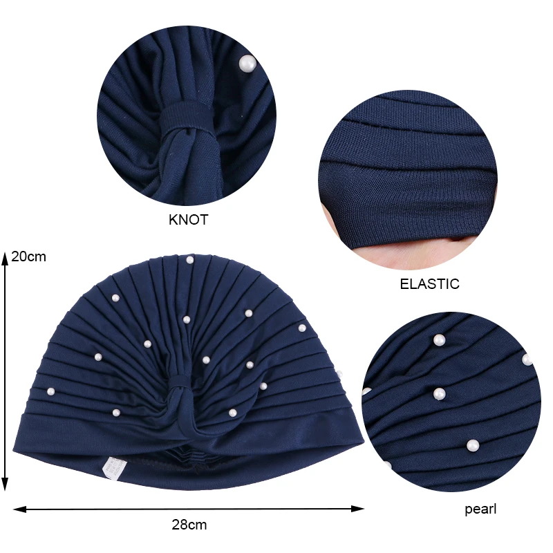 New Women Beaded Turban 2022 Muslim Hijab Caps African Headwrap Ladies Head Wraps India Hat femme musulman turbante mujer