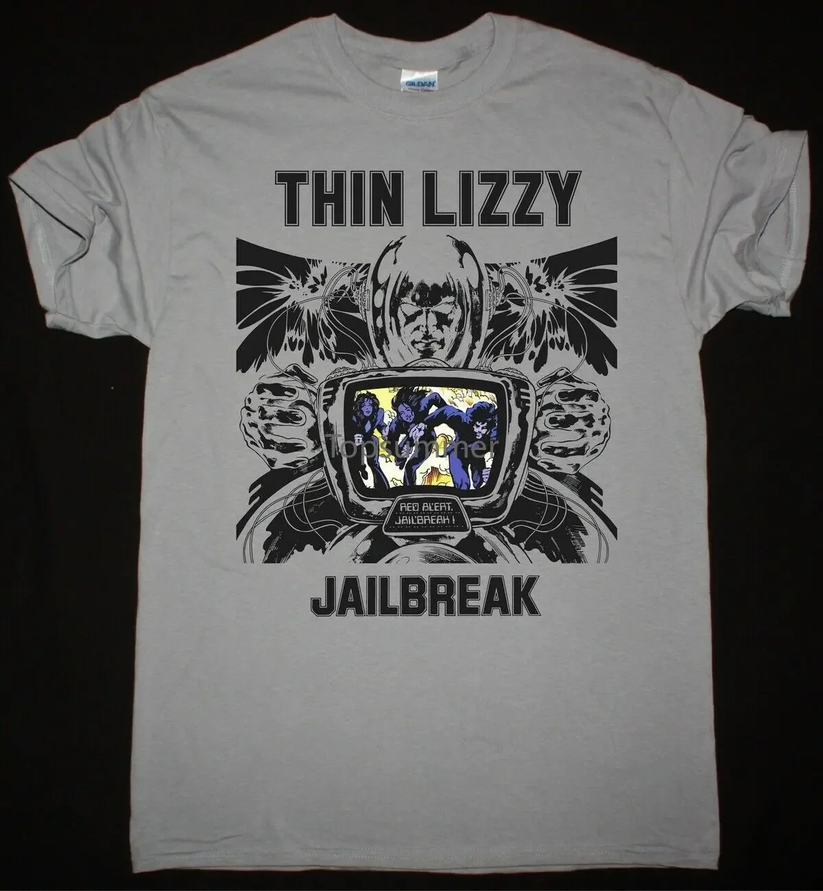 Camiseta fina Lizzy Jailbreak, nueva playera gris claro, con estampado de Gary, Lynott, Hard Rock