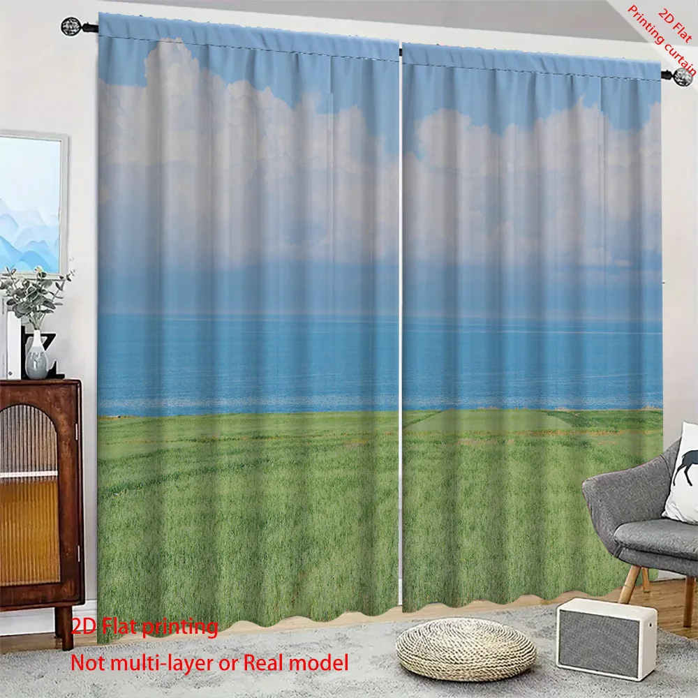 

Шторы с пейзажным принтом лугов, украшение для дома, подходят для гостиных, спален, балконов, оконных солнцезащитных козырьков