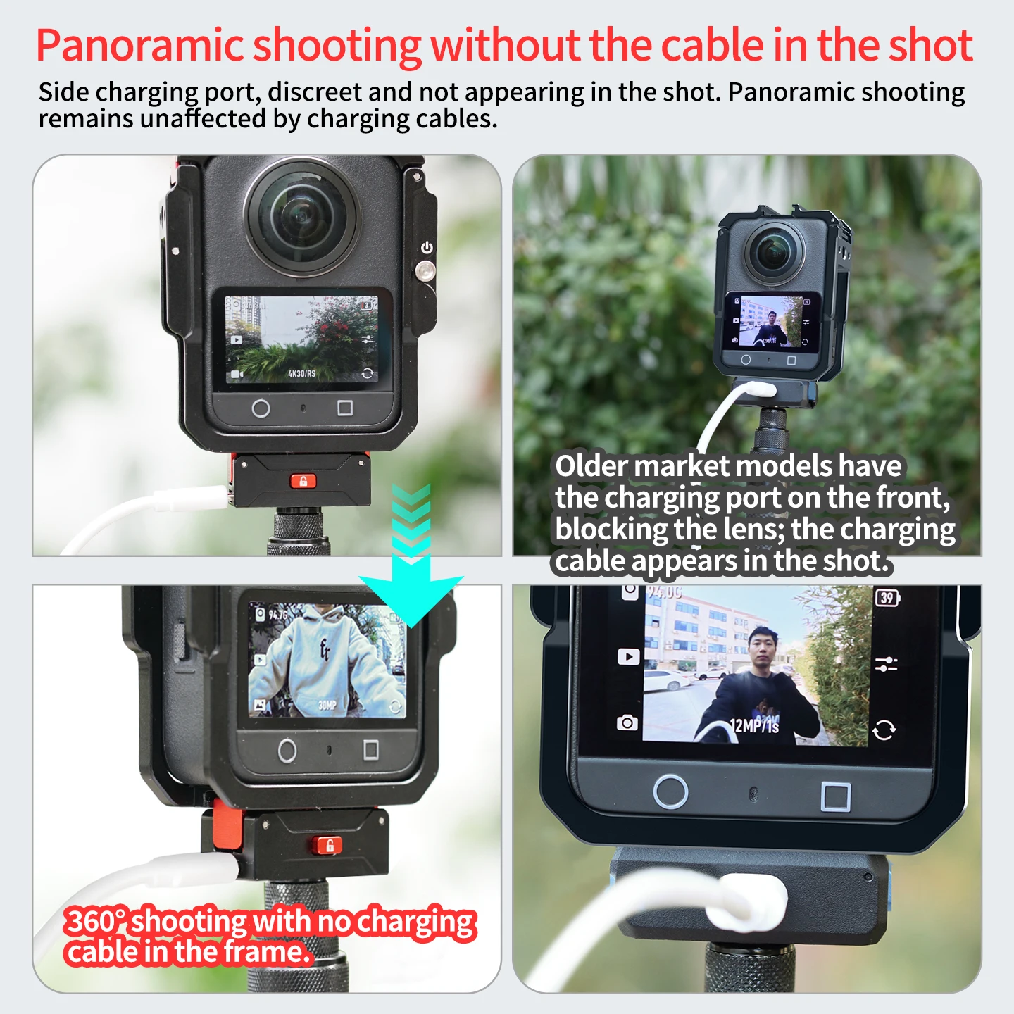 Bgning für DJI Osmo 360 Magnetischer Kamerarahmen für Horizontale & Vertikale Fotografie Schnellverschluss Aufladbare Erweiterung Stativhalterung – Detail 3