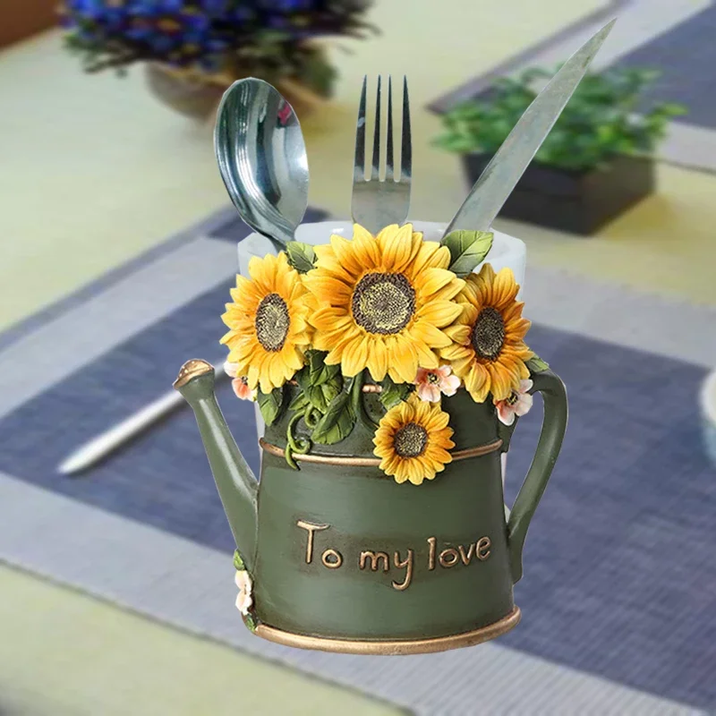 

Pastoral sunflower knife and fork holder drain chopstick cartridge storage box restaurant creative kitchen supplies tableware to