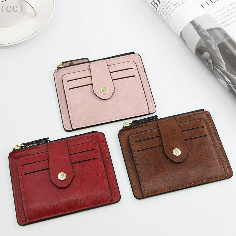 〔CC〕Luxury Small Men's Credit ID Card Holder Wallet Male Slim Leather Wallet With Coin Pocket Brand Designer Purse For Men Wome