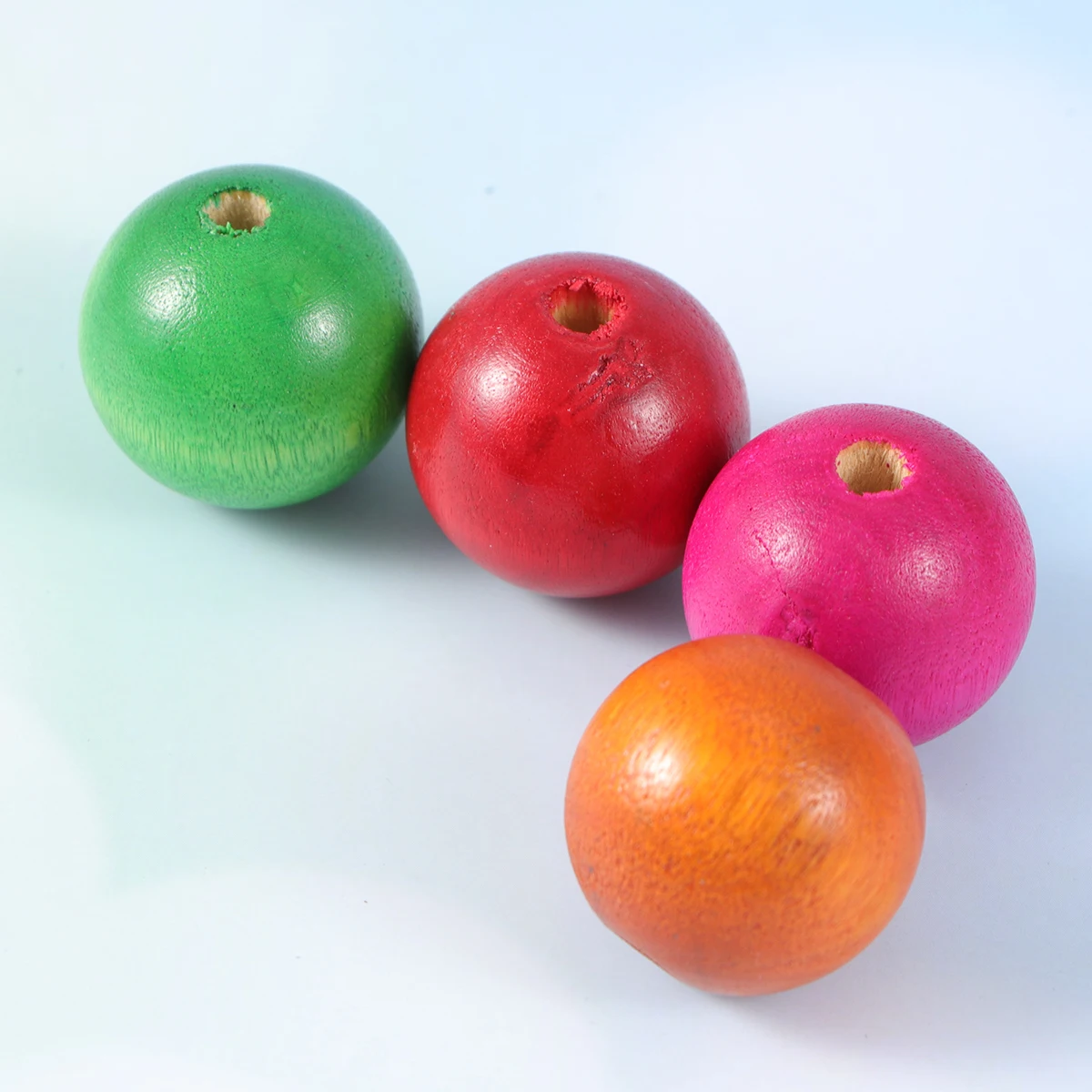 

100 Pcs Natural Colored Round Wooden Beads Gemstone Kids Jewelry Kit DIY Bracelet