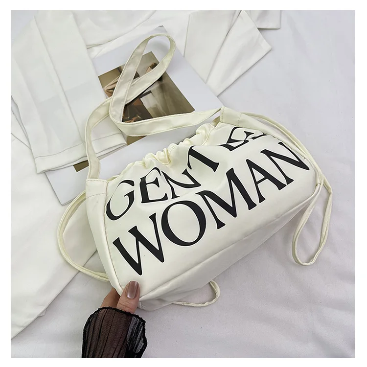 Women Shoulder Bags Tote Bag Drawstrings Bag Pleated Bubbles Cloud Shoulder Bags Letter Letter Printing Dumpling Bag 2024