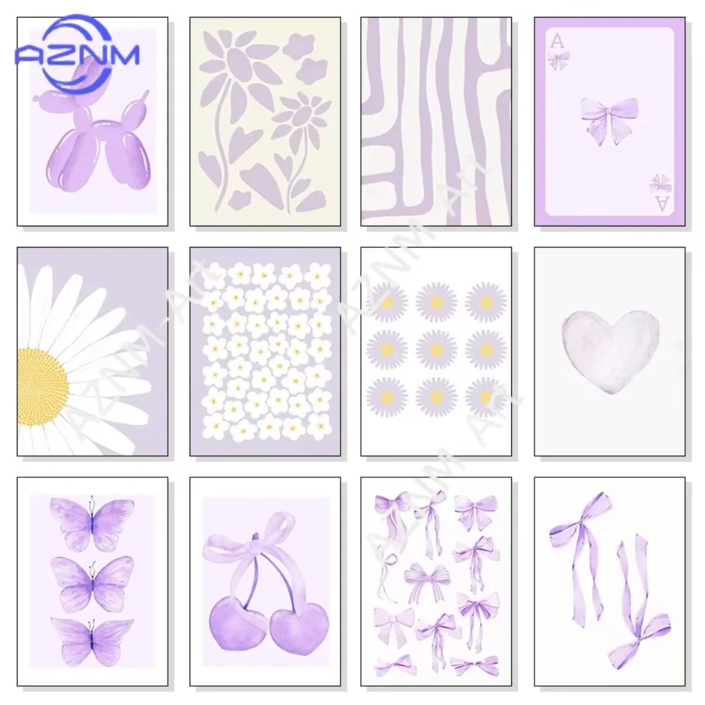 1 Stück Modisches und Frisches Lila Abstraktes Design-Muster Kunstposter Leinwanddruck Wohnzimmer Hintergrundwand Moderne Dekoration