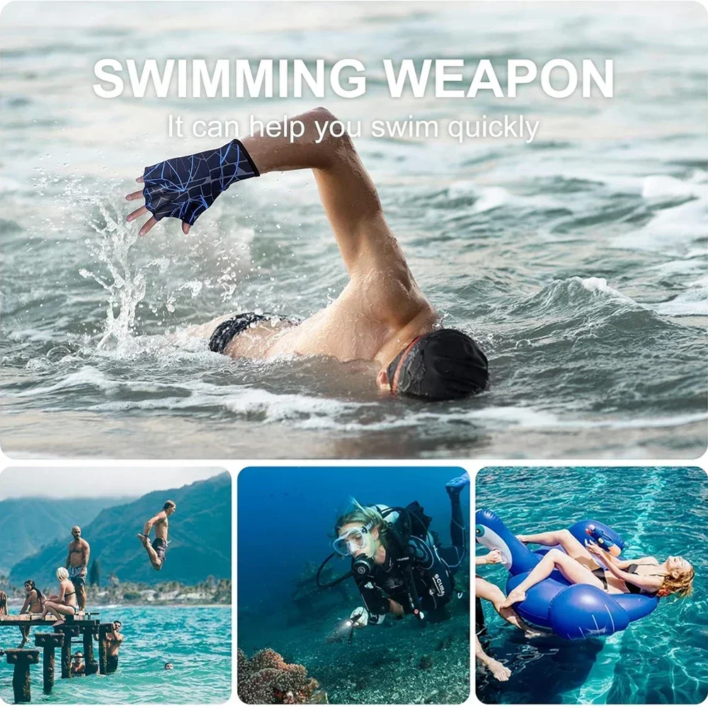 1Pair Swimming Gloves Aquatic Swimming Webbed Gloves Water Training Hand Webbed Fit Aquatic Swim Costume Dive Hand Equipment