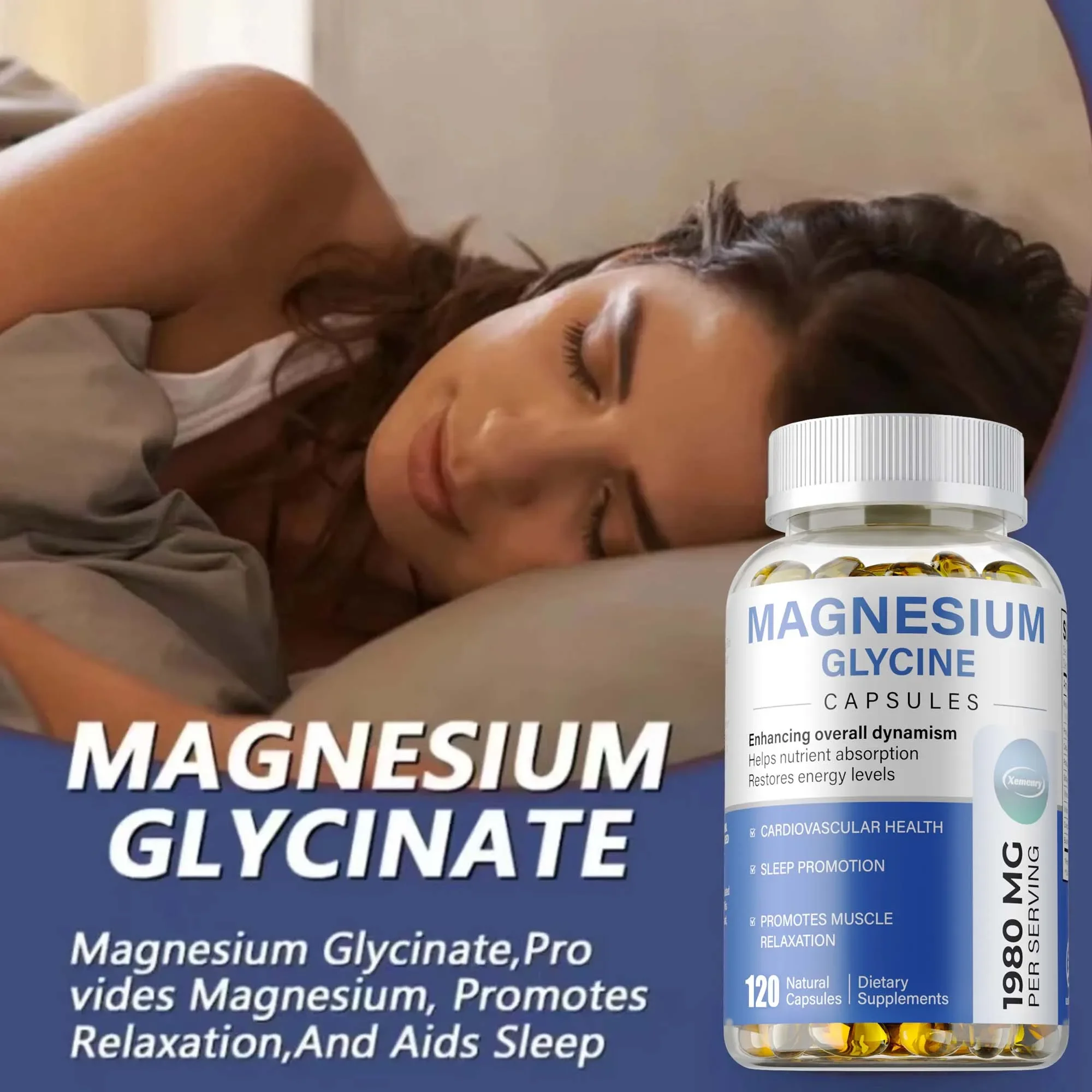 

Magnesium Glycinate Capsules - Supports Muscle, Heart, Nerve and Bone, Supports Relaxation