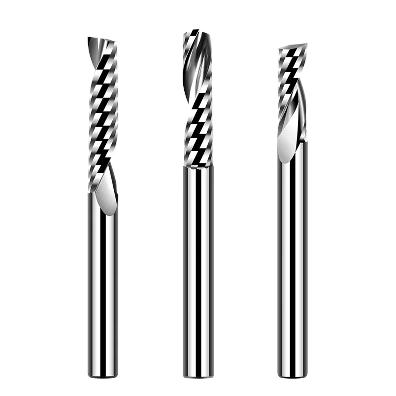 1 قطعة قاطعة المطحنة الحلزونية 1 الناي الأيمن دوامة القاطع الاكريليك بولي كلوريد الفينيل MDF الكثافة مجلس النقش راوتر بت كربيد نهاية مطحنة 6-12 مللي متر #4