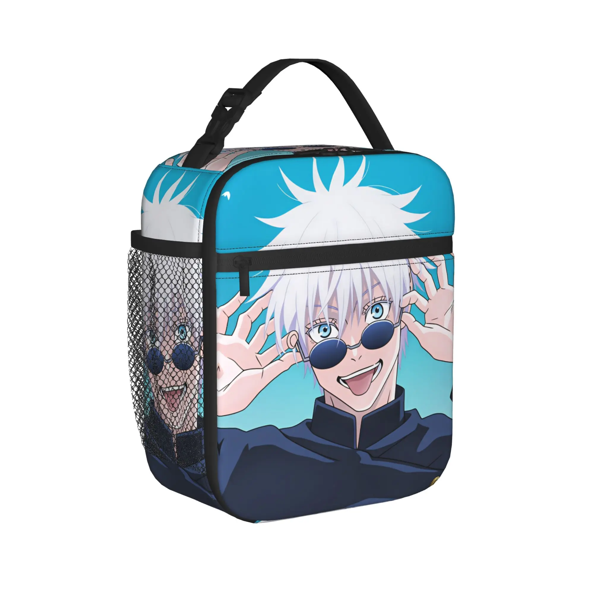 Satoru Gojo Comic Animation Lunch Bag  Kawaii Lunch Box For Men Outdoor Picnic Portable Cooler Bag Oxford Custom Tote Food Bags