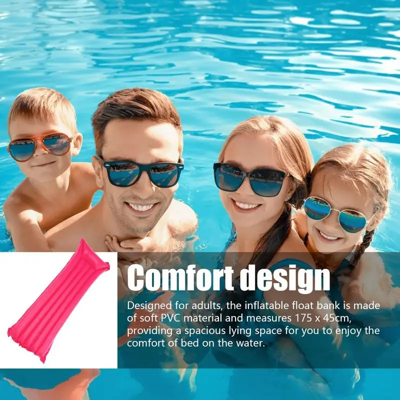 Pool Rafts for Adults Thick PVC Blow Up Pool Floats 175x45cm Foldable Lightweight Sunbathing Pool Lounge Raft Floatie Toys for