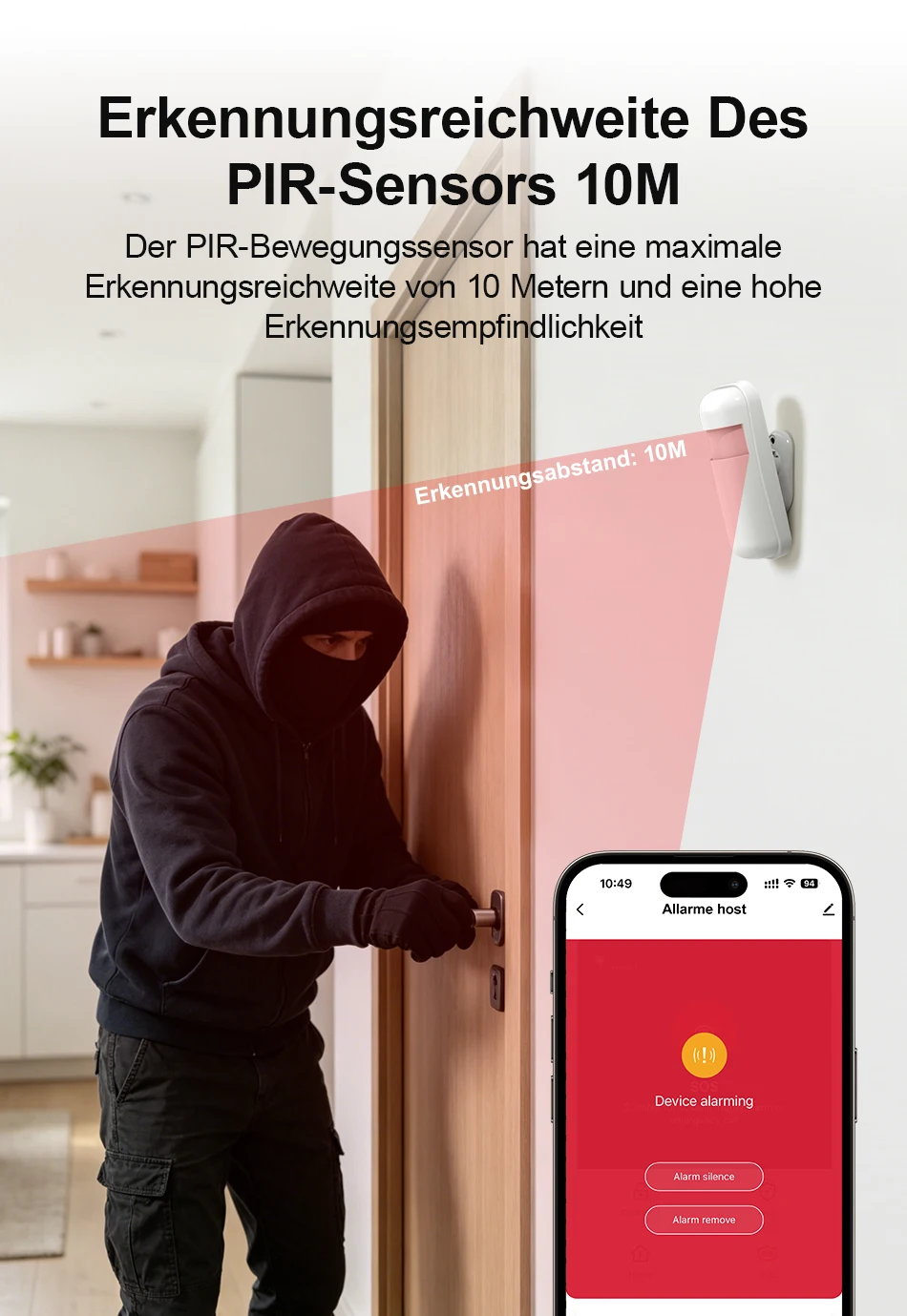 PGST Alarmanlage Einbruchschutz WiFi 2G GSM Works with Tuya Smart Life kabelloses Sicherheits Set für Zuhause Gewerbe Tür Fenster Sensoren Fernüberwachung per Smartphone – Detail 5