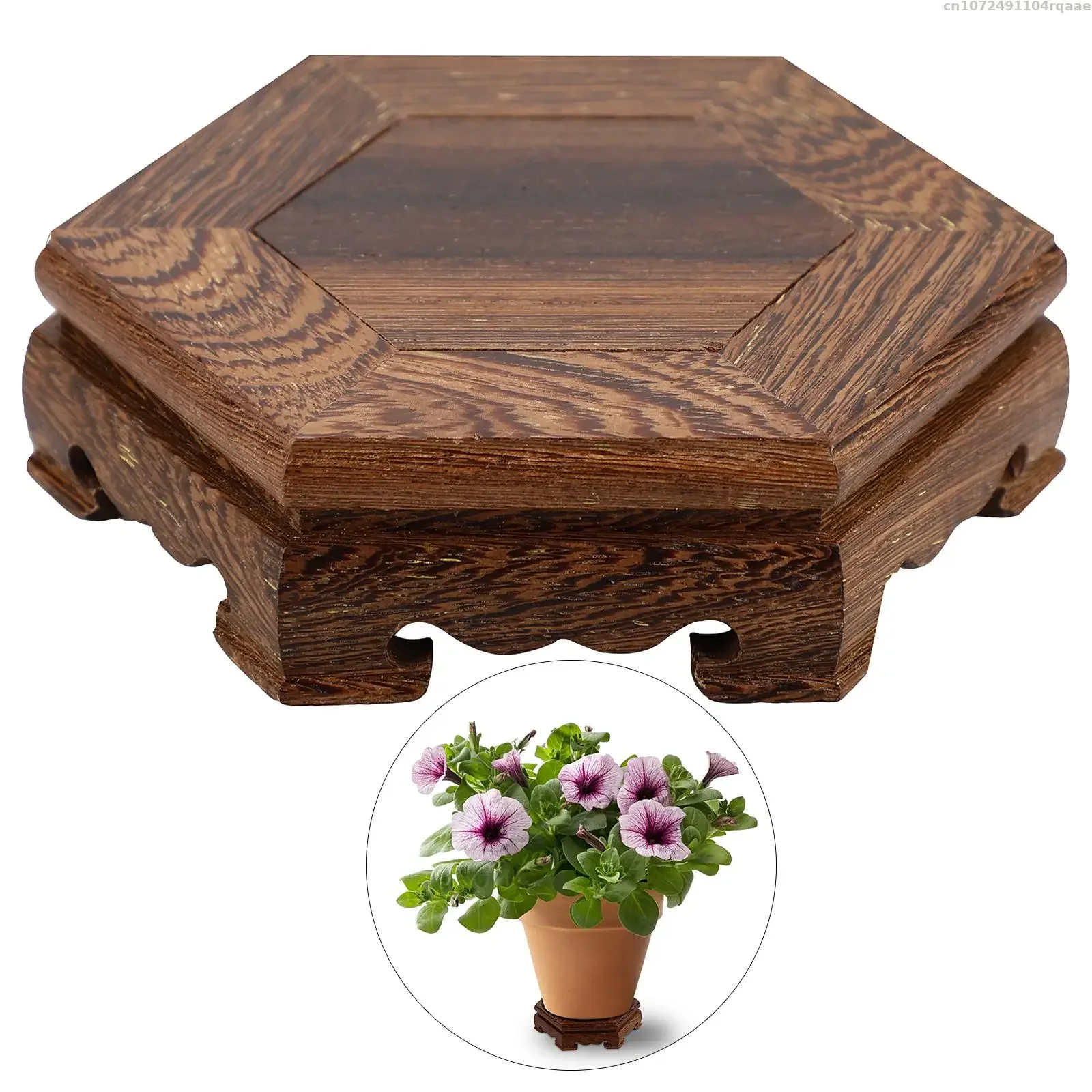2 Types Wooden Base Vase Flower Pot Plant Decorative Shelves Figurines Buddha Display Stand Tea Pedestal Candy Table Furniture