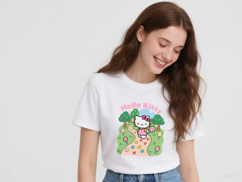 

Лето 2022, новая футболка унисекс Sanrio Hello Kitty, стильная, милая и удобная, идеально подходит для мужчин и женщин, для рок-сезон с подвеской