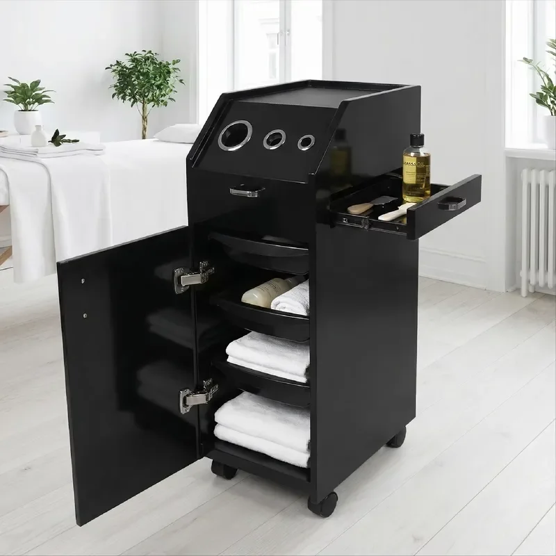 Rolling Spa Salon Trolley Mobile Storage Cabinet with Lockable Wheels