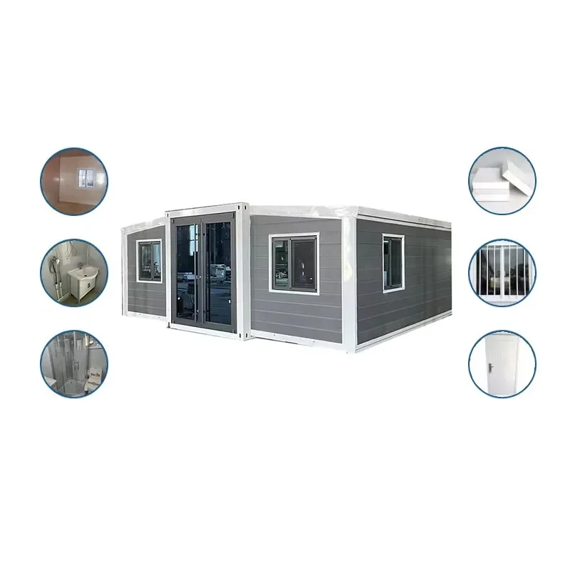 20ft 40ft Hurricane Proof Light Steel Foldable Flat Pack Movable Tiny Expandable Prefabricated 3 Bedroom Container House