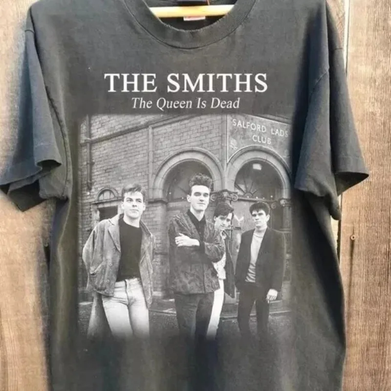 Neutral charcoal gray oversized retro T-shirt The Smiths Band Vintage The Smiths The Queen Is Dead men's short sleeved shirt