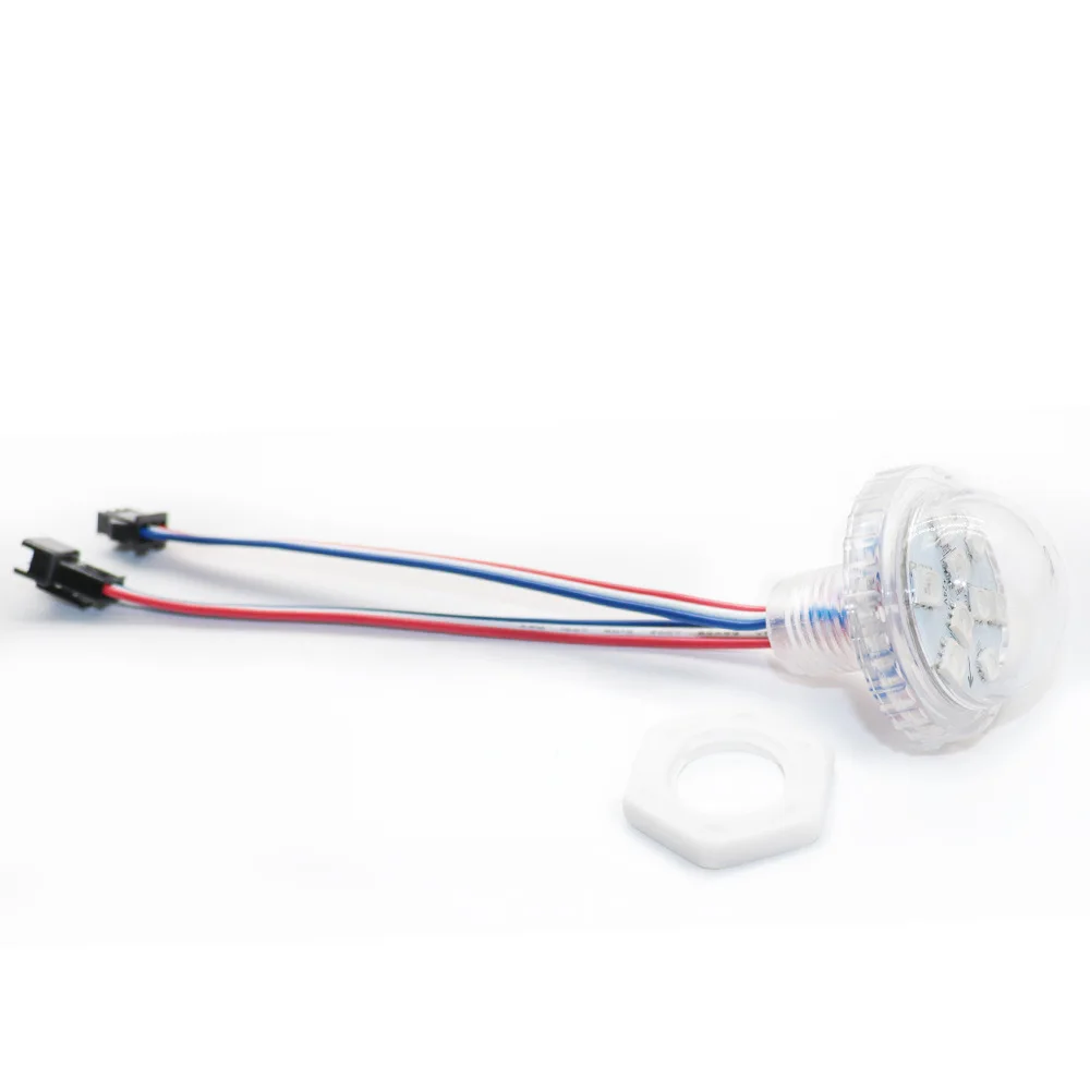 Addressable 35mm 9LEDs RGB LED Pixel Light 5050 SMD DC24V 2W/pcs Red: VCC White: DAT Blue: GND IP65 Frosted Cover UCS2903 IC