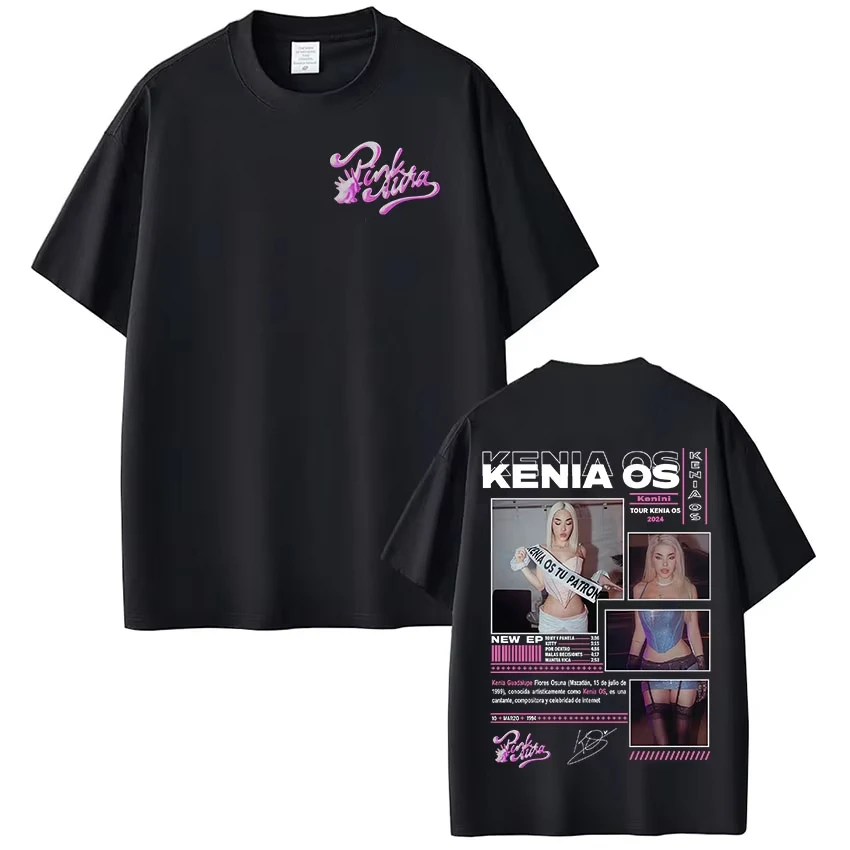 Singer Kenia Os Pink Aura Tour Album Merch Graphic T Shirt Men Women Retro Aesthetic T-Shirts Casual Oversized Short Sleeve Tees