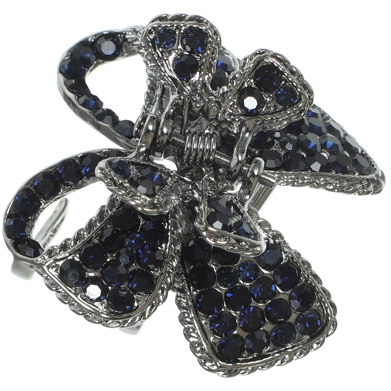 

Retro Rhinestone Hairpins Blue Metal Ponytail Clips Fine Hair Accessories Claw Clip Holder High Ponytail Long Hair Women