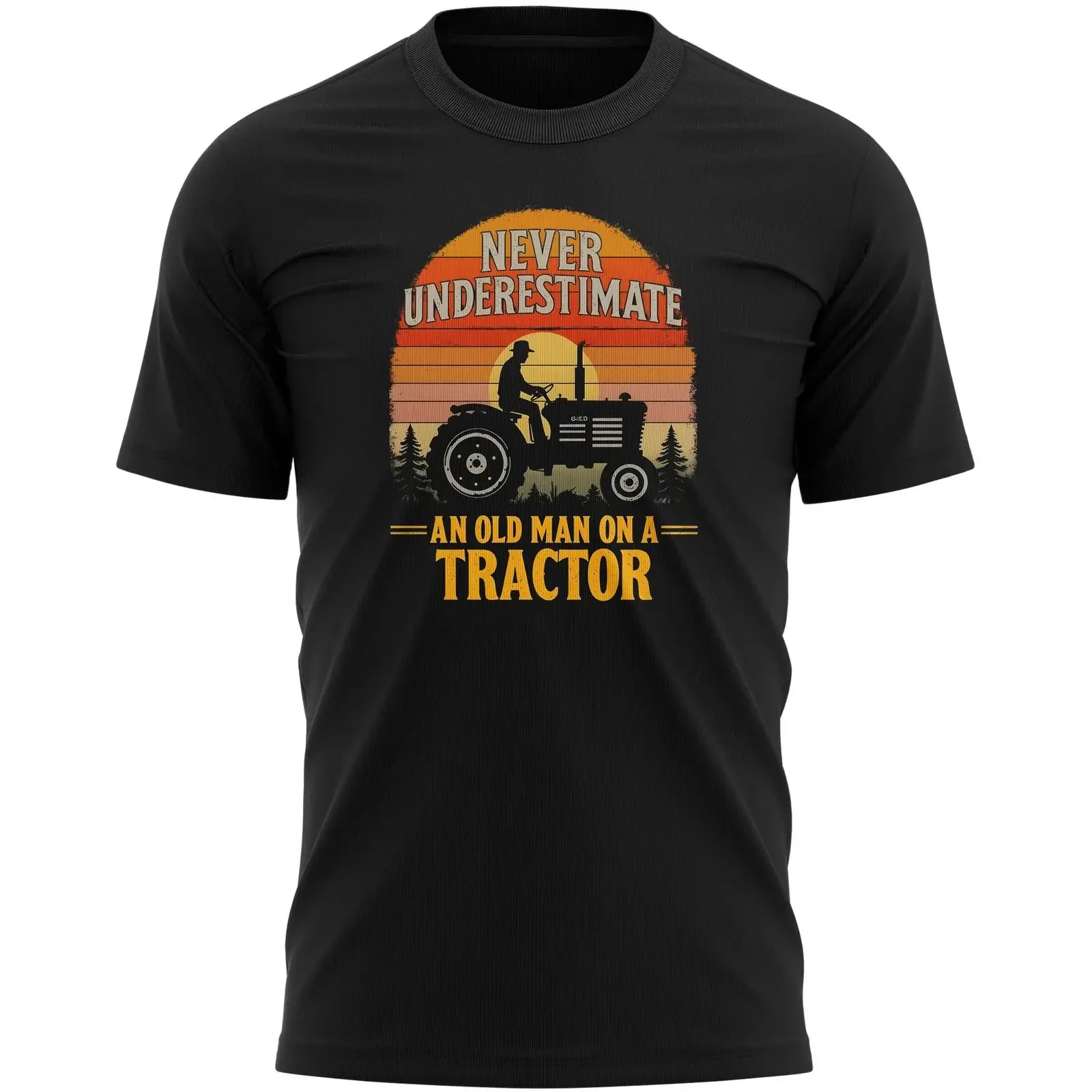 Funny old farmer T shirt tractor top humorous gift for him dad grandpa men vintage Washed Breathable Casual streetwear fashion