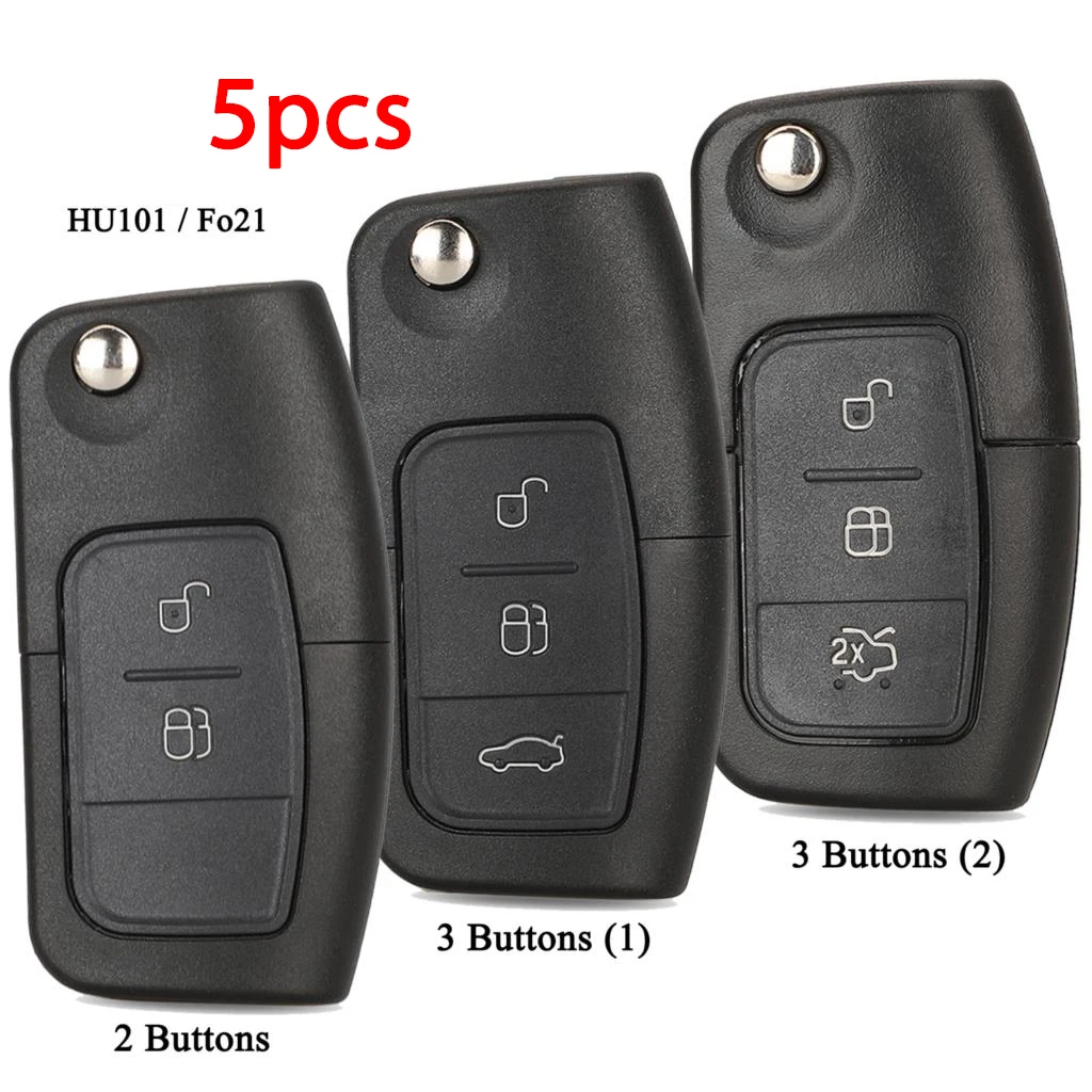 jingyuqin 5 szt. 2/3 Przyciski Do Ford Focus 2 3 Mondeo Fiesta Składany Pilot Zdalnego Sterowania Obudowa Kluczyka Samochodowego Fo21 HU101 Balde Fob