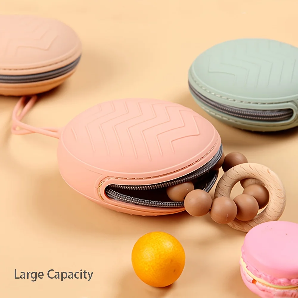 Pacifier Case Silicone Dummy Container with Lanyard and Zipper Portable Baby Nipple Storage Box Outdoor Soother Holder Organize