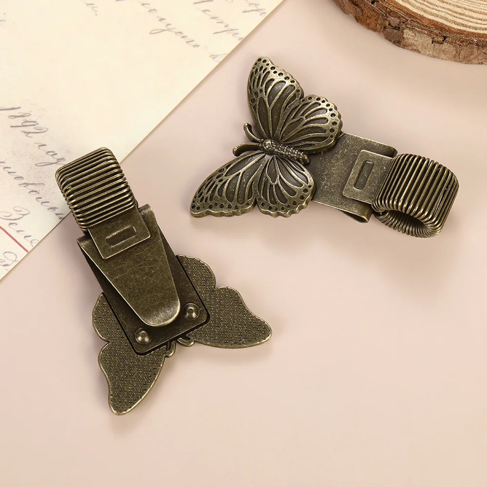 Butterfly Zinc Alloy Pen Clip Multi-Functional Journal Notebook Spring Clip Metal Paint Fixed Pen Holder