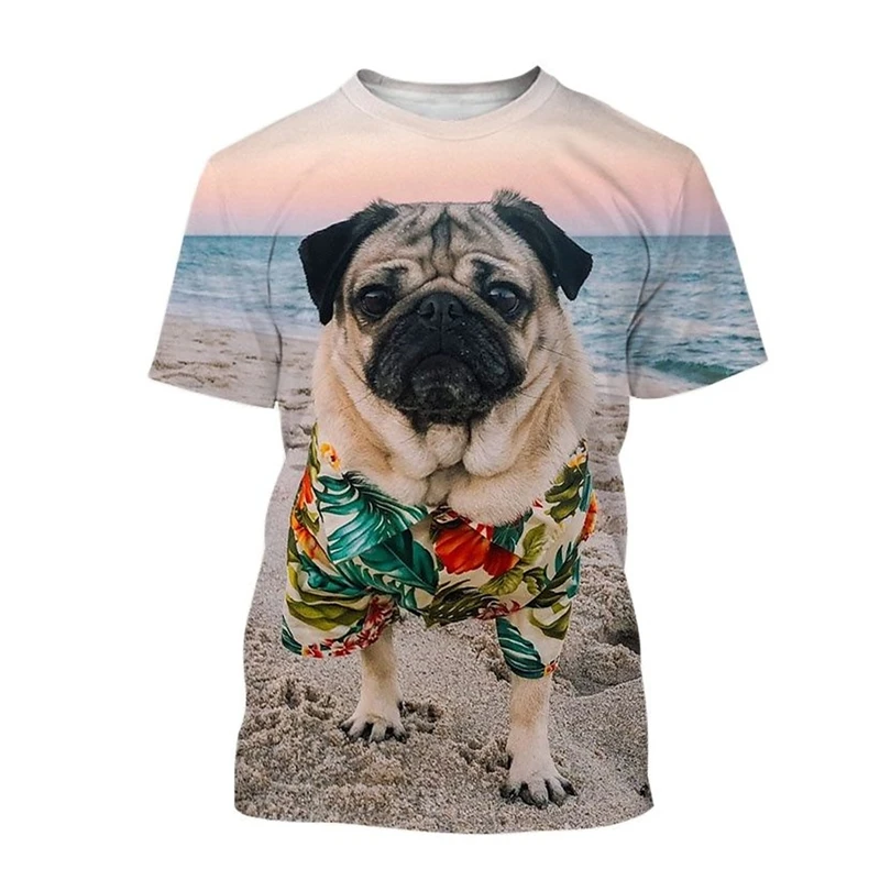 Funny Pug Dog Pattern T-shirt Fashion Summer Short Sleeve Men Women Kid 3D Animals Printed T Shirts Loose Harajuku Tees Clothes image 5