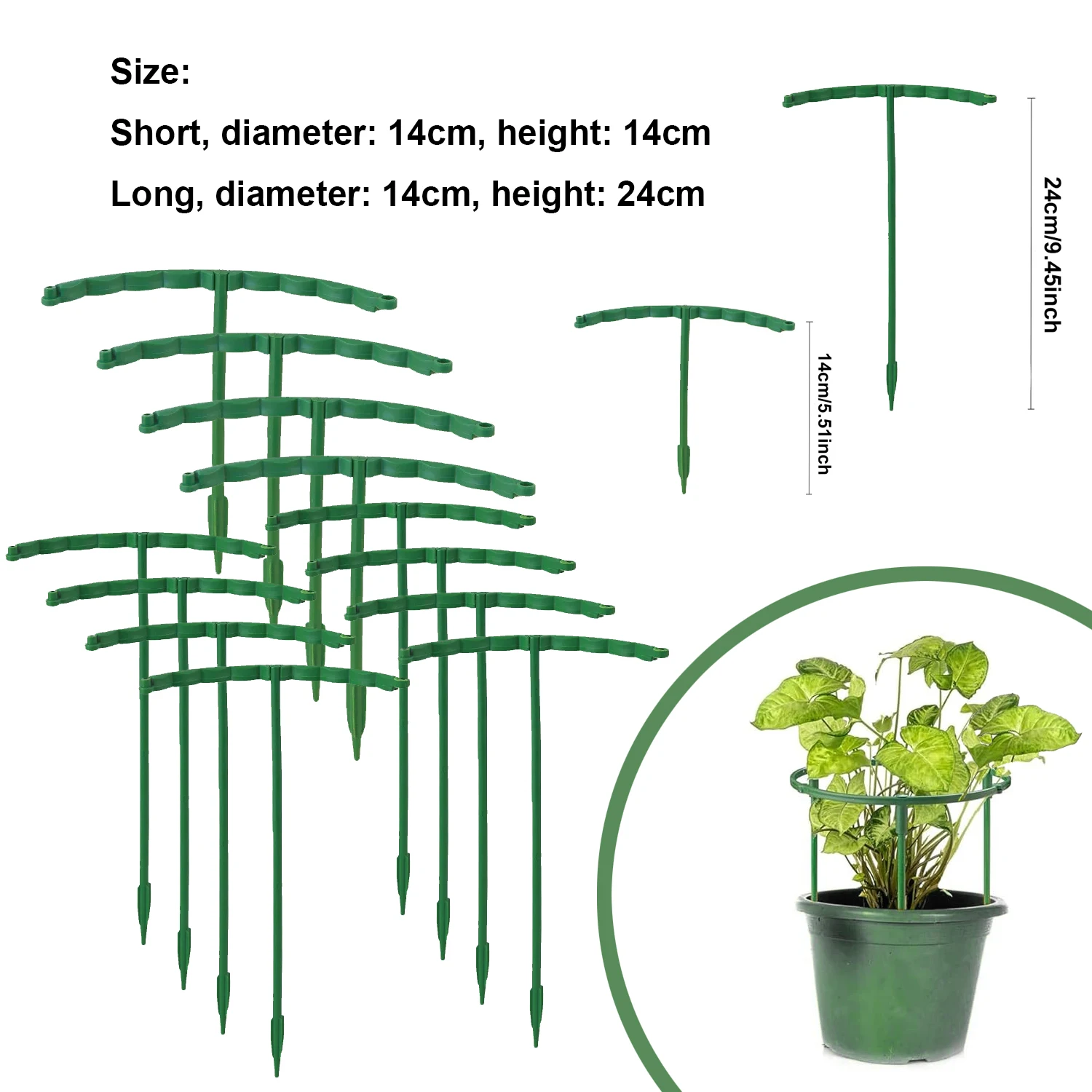 4/8set Plastic Plant Support Pile Stand Plant Support Pile for Flowers Greenhouses Arrangement Fixing Rod Holder Garden Tools