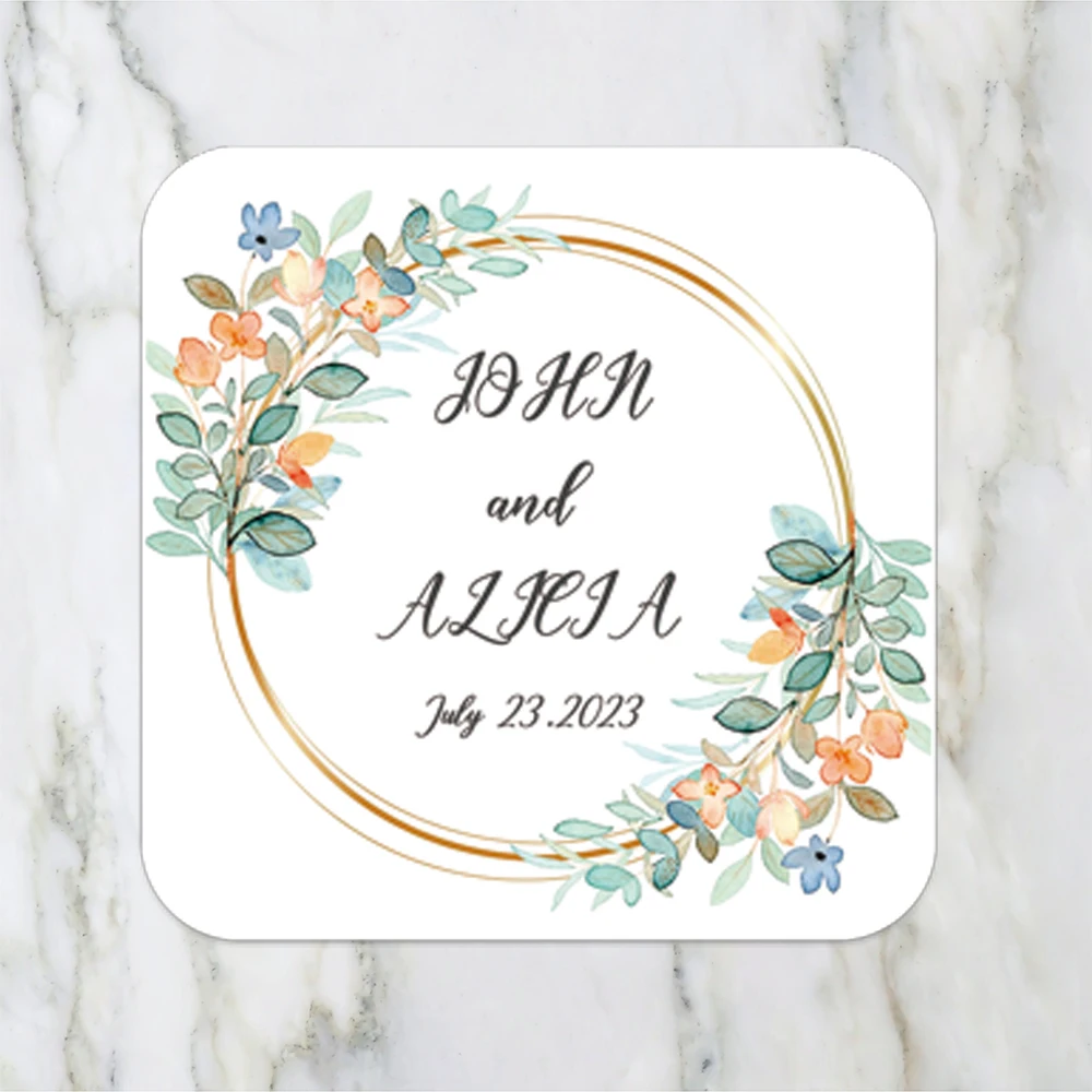 Custom Waterproof Square Sticker Wedding Decoration Personalized Label Bridal Gift Thank You Party Gift Decoration Custom Logo