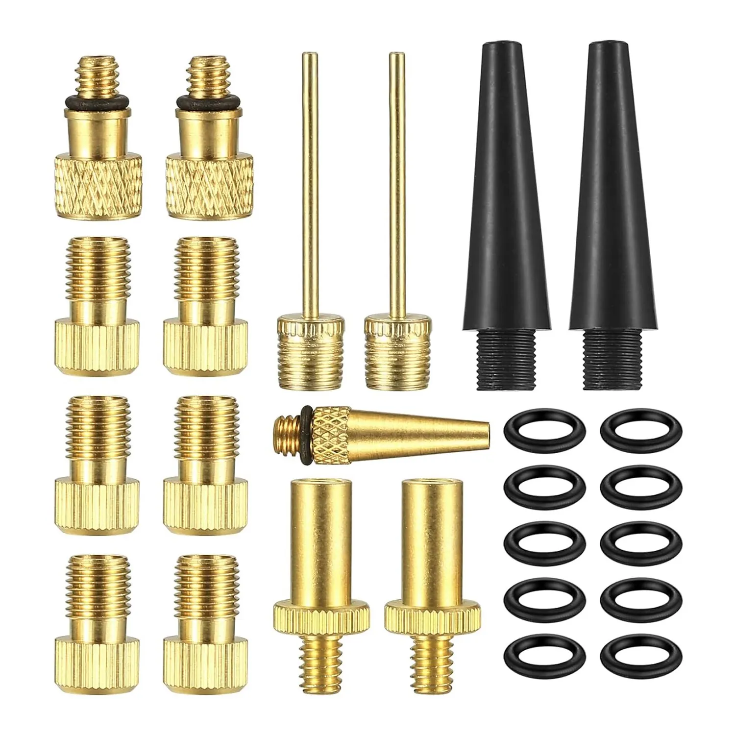 Bike Valve Adapter Set, 25Pcs Valve Adapter, Valve Adapter for Bicycle Tube Bike Pump Adapter Air Compressor