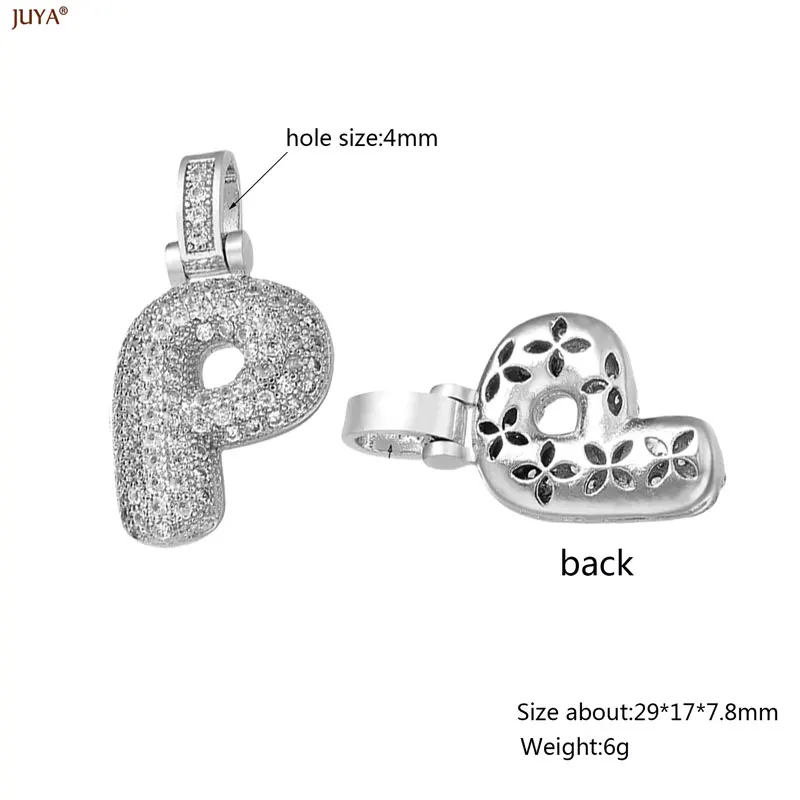 Juya 12 Letters Charms Jewelry Accessories Zirconia Pendants Necklace Bracelet Making Supplies Jewelry for Women Men Materials