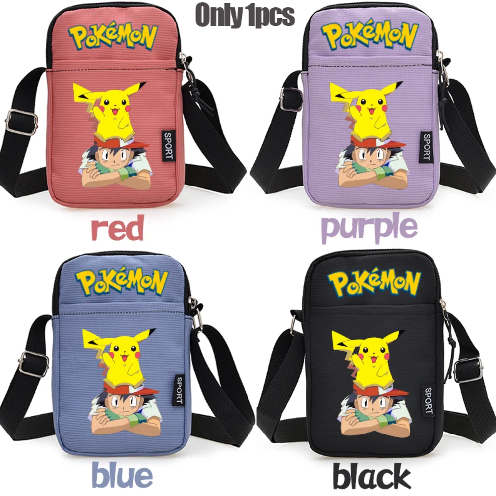 Anime Poke mon Card Storage Wallet Purse Candy Bag Travel Handbags Black Blue Cartoon Crossbody Shoulder Zipper Birthday Gift view 6