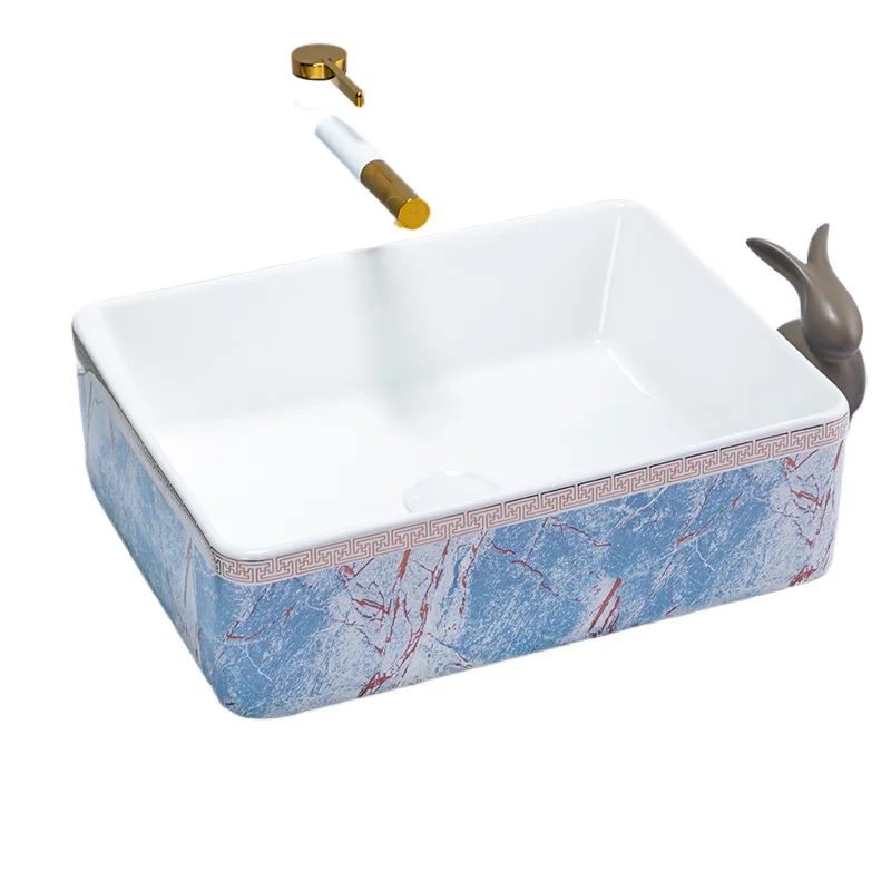 

*Ceramic counter basin household square bathroom marble basin