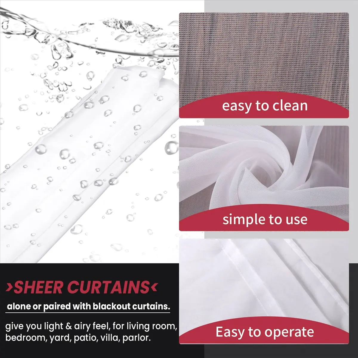 Efficient- Window White Sheer Curtains 90 Inches Long 2 Panels Sheer White Curtains Clear Curtains Basic Rod Pocket Panel