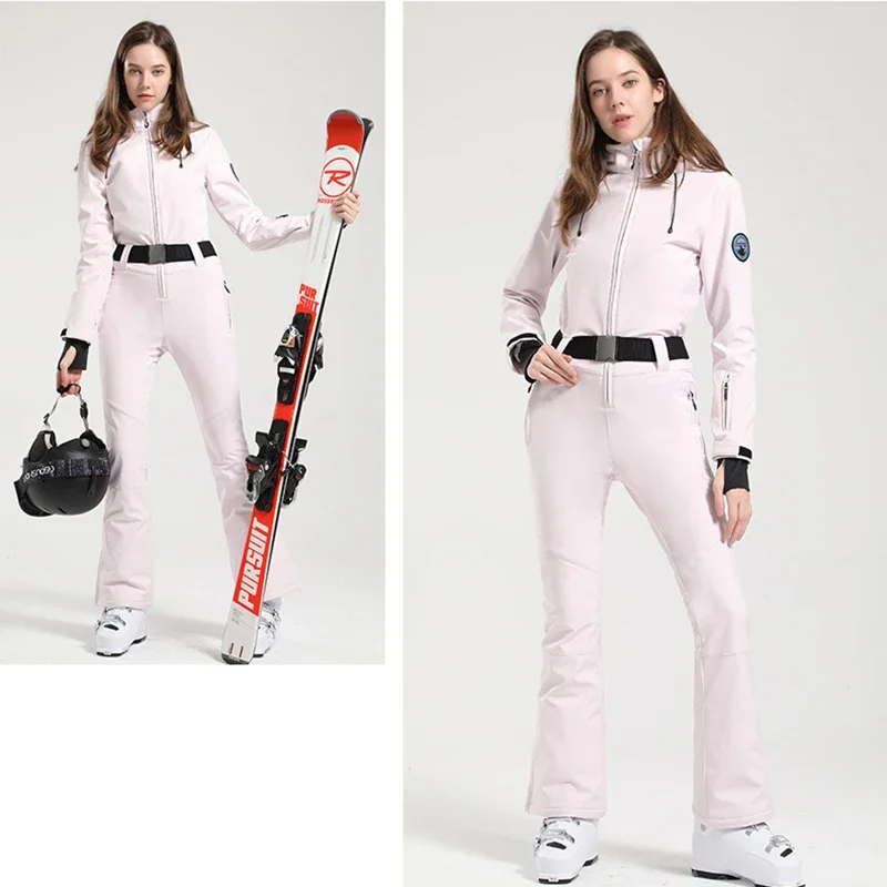 2025 One-Piece Ski Suit Women Slim Outdoor Snowboard Jacket Overalls Warm jumpsuit Ski Set Winter Clothing Windproof waterproof