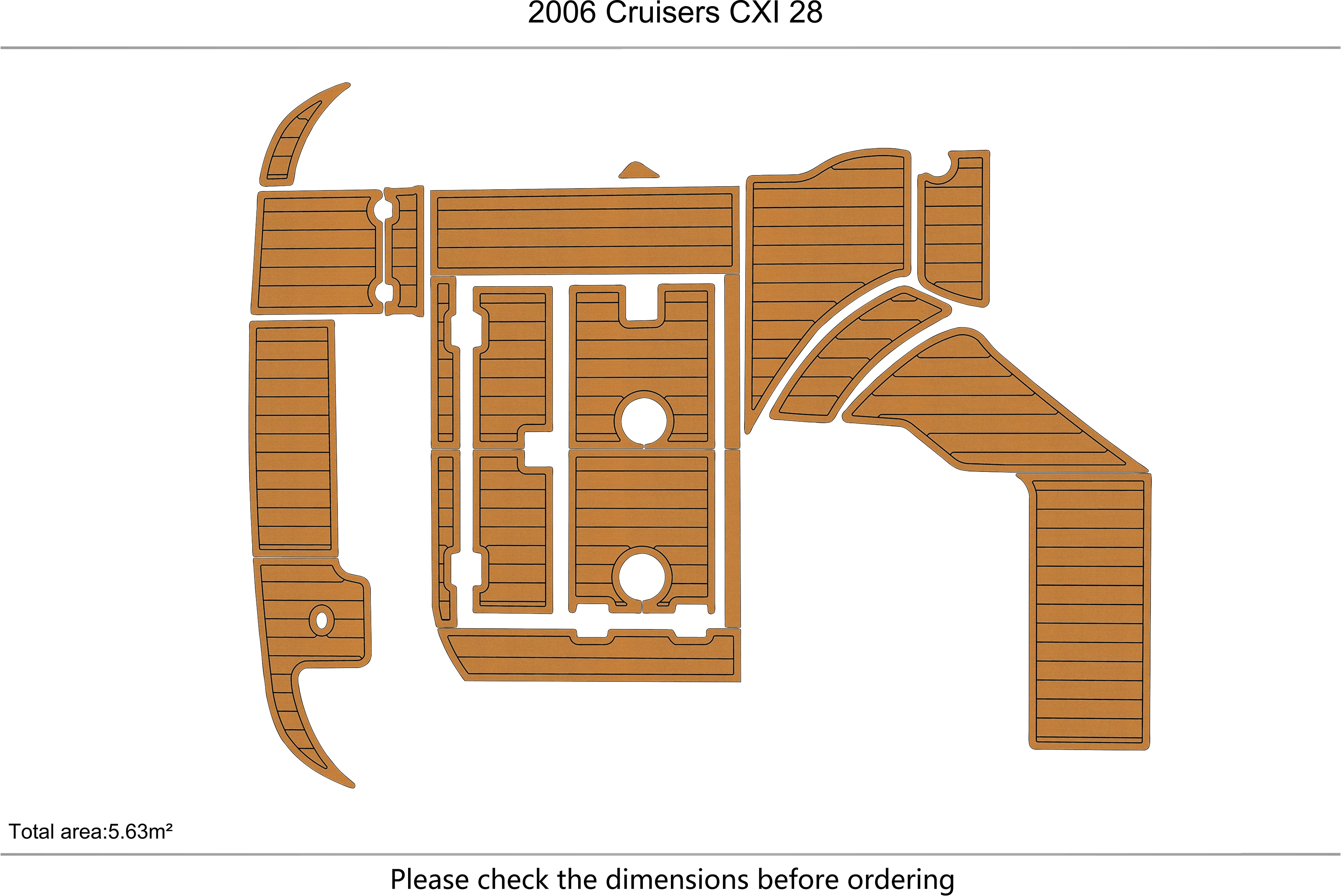 Eva foam Fuax teak seadek marine floor For 2006 Cruisers CXI 28 Cockpit Swim platform 1/4