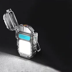 Portable Waterproof Double Arc Lighter With LED Flashlight - Windproof Electric Lighter For Outdoor Adventures