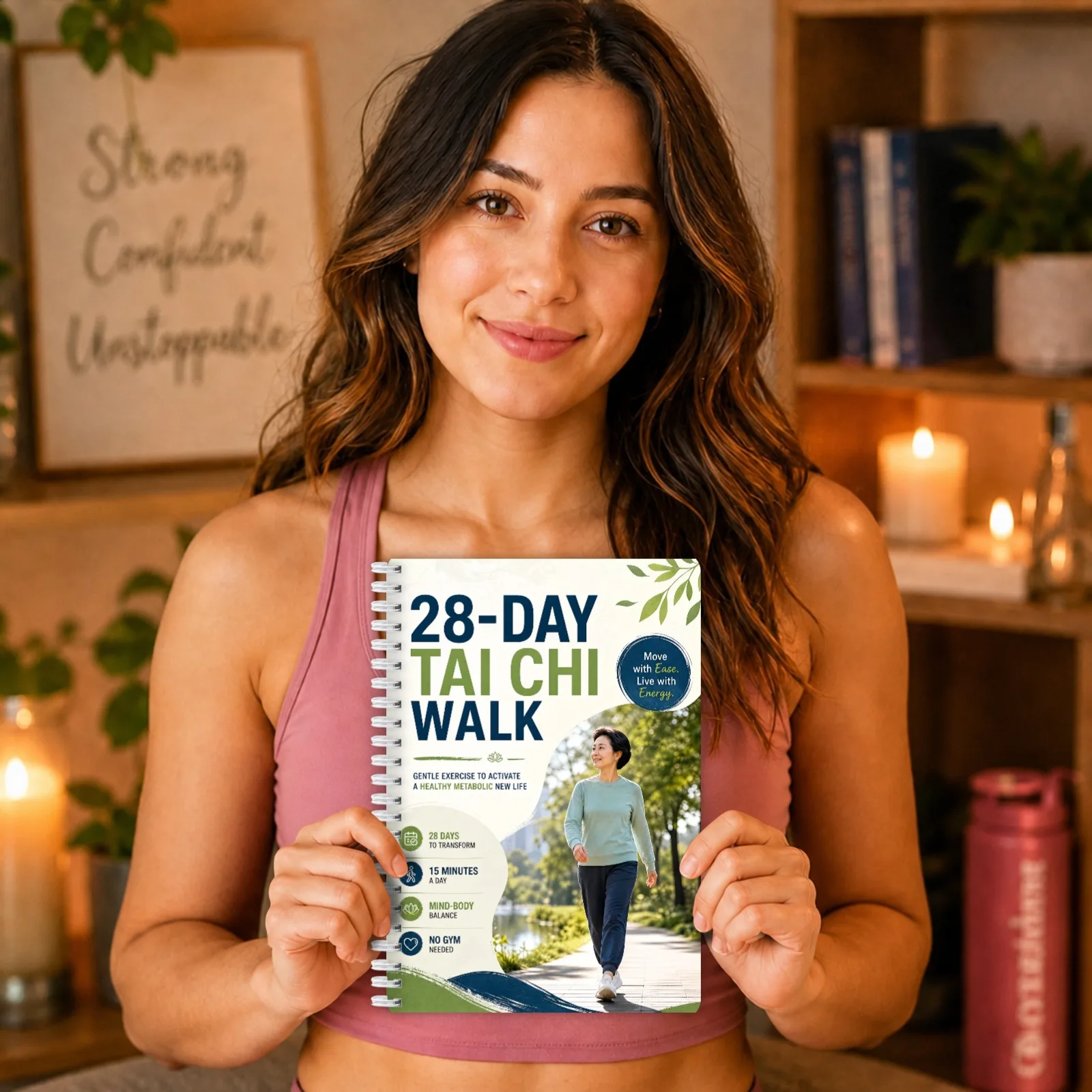 28 Pages Tai Chi Walking Guide Book 15 Minutes Daily No Equipment Training Handbook for Body Mind Balance & Gentle Fitness